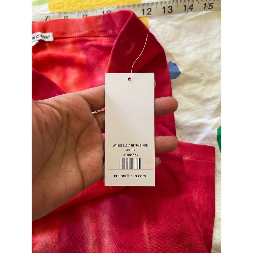 NWT Cotton Citizen Siena Ribbed Biker Shorts Cherry Red Pink Tie Dye XS - Picture 3 of 8